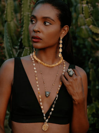 Black panther, black, Panther, ring, citrine, earrings, black, and gold, earrings, Amanda Marcucci
