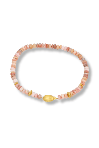 Pink Opal Scarab Necklace