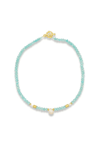 Amazonite Collar Necklace with pearls