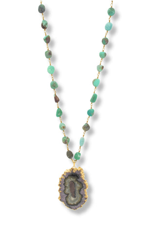Chrysoprase and Stalactite Necklace