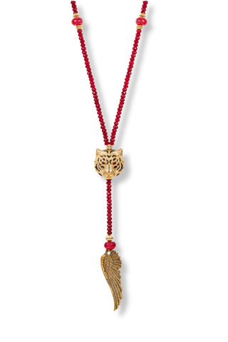 Gold Tiger Rosary Necklace